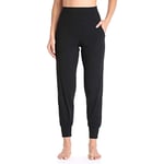 fuchsiaan Jogger De Remise En Forme Pour Femmes, Pantalon De Yoga Respirant élastique Taille Haute, Cordon De Serrage Couleur Unie Hanches De Pêche Pantalon De Fitness Pour Yoga Sport Entraînement En Cours D'ex Noir L.