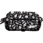 Grafoplás Elena Corredoira Trousse Scolaire à Trois Compartiments avec Rabat de Fermeture et Calendrier hebdomadaire Personnalisable 23 x 10 x 10 cm, Noir/Blanc, 23x10x10cm, Trousse 3 Compartiments