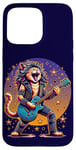 Coque pour iPhone 15 Pro Max Drôle Chat Rockstar Guitare Joueur Cheveux Métal Glam Rock Band