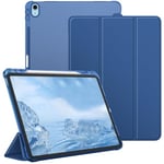 FINTIE Coque pour iPad Air 13 Pouces 2024 M2 - [Rangement de Stylet] Coque Transparente Givrée, Housse Arrière Souple en TPU, Étui Fin et Léger Mise en Sommeil/Réveil Auto, Bleu Naval