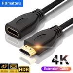 Black 0.3M Rallonge HDMI mâle vers femelle, 4K, 60Hz, HDR, câble HDMI 2.0, câble HDMI 2.0, compatible avec PS5, Xbox, HDTV, moniteur PC ""Nipseyteko