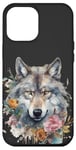 Coque pour iPhone 12 Pro Max Majestic Floral Wolf La beauté de la nature rencontre l'esprit féroce