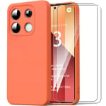 Coque + 2 Verres Trempés Pour Xiaomi Redmi Note 13 Pro 4g (Pas Pour 5g) - Protection Silicone Antichoc Orange - E.F.Connection