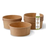 GREENBOX Lot de 50 bols à soupe compostables en carton kraft - 650 ml - Bol à salade avec revêtement intérieur PLA - Vaisselle à emporter sans plastique - Bols en carton marron ronds