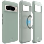 TUDIA MergeGrip Coque Compatible avec Google Pixel 8 Pro Case 2023, [MagSafe Compatible] Qualité Militaire Mince Double Couche Bord surélevé Antidérapant (Lys Vert)