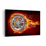 Impression sur Toile 120x80cm Tableaux Image Photo Wheel Flames Rim Decoration