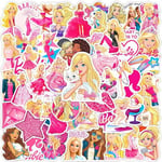 Zhlearda 100 Pièces Autocollant Princesse, Bar-bie Stickers, Cute Anime Vinyl Autocollant, Waterproof Autocollants Bar-bie pour Enfants et Adolescents, pour Notebook Bouteille d'eau Bagages Snowboard