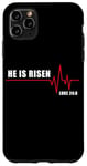 Coque pour iPhone 11 Pro Max He is Risen – Jesus Heartbeat Pulse Christian Faith EKG