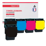 NOPAN-INK - x5 Toners - 80C2SK0 (x2) + 80C2SC0 + 80C2SM0 + (Noir x2 + Cyan + Magenta + Jaune) - Compatible pour Lexmark CX310dn CX310 CX510 CX510de CX510dhe CX510dthe CX410 CX410de CX410dte CX410e