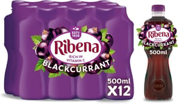 Ribena Blackcurrant Juice Drink 500Ml - Multipack of 12 | Real Fruit | Rich in V