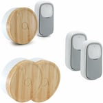 Avidsen - Lot de 3 Carillons écologique et 3 boutons sans fil sans pile Bamboo -