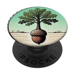 Oak from Acorn Illustration Tree Lovers mighty Oak tree PopSockets Adhesive PopGrip