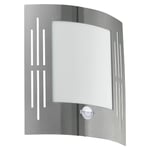 IP44 Outdoor Wall Light & PIR Motion Sensor Stainless Steel 1 x 60W E27 Bulb