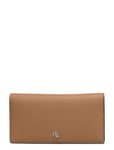 Lauren Ralph Lauren Crosshatch Leather Slim Wallet Brun