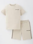 Jack & Jones Junior Boys Kai Tshirt And Short Set - Moonbeam - Beige, Beige, Size Age: 12 Years