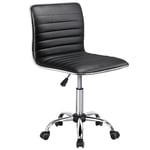 Yaheetech Chaise de Bureau Ergonomique Tabouret Bas Sans Accoudoir Tabouret Bureau à Roulettes Assise Réglable Charge 120 kg Noir