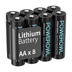 POWEROWL AA Batteries, 1.5V Lithium Batteries, Double A Battery - Pack of 8【Disposable Batteries】