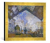 Kunst für Alle 'Encadré Image de Claude Monet La Gare Saint-Lazare, d'art dans Le Cadre de Haute qualité Photos Fait Main, 40 x 30 cm, Doré Raya