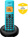 E260 Bleu- Téléphone sans Fil DECT : Design Compact, Couleurs attractives, Grand écran rétroéclairé, Fonction Mains-Libres, Blocage des appels indésirables