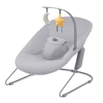 Kinderkraft CALMEE Baby Bouncer from Birth, Bouncer Chair for Babies Newborn 0-9 kg, Toy bar, 3-Point Harness, Soft Material, Scandinavian Design, Natural Rocking, Gray