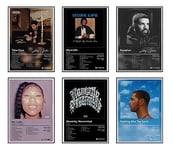 JSBADE Drake – Lot de 6 affiches de couverture d'album en édition limitée, affiches de musique de rappeur – impressions sur toile esthétiques pour chambre d'adolescents, garçons et filles (20,3 x 30,5