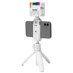 Rollei Comfort Kit de Bureau LED Blanc avec Mini trépied avec lumière vidéo LED RVB, rotule et Support pour Smartphone, idéal pour Vlogger et blogueurs