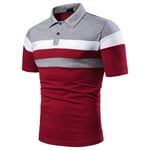 MTCDBD Men'S Short Sleeve Polo Shirt,Golf Tennis T-Shirt Lightweight And Breathable, Casual Classic Comfortable Polo Shirt,Basic Gray Wide Stripes Contrast Red,M