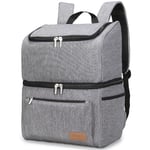 Lifewit Sac Isotherme 21L 30-Canettes, Repas Glacière Souple et Étanche à Deux Étages pour Hommes et Femmes, pour Le Déjeuner, Le Pique-Nique, Le Shopping et Les Voyages, Gris