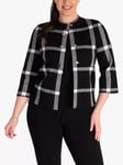 chesca  3/4 Sleeve Check Jacket, Black/Ivory