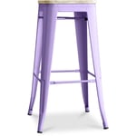 Tabouret de Bar - Design Industriel - Acier & Bois - 76cm - Stylix Violet pastel