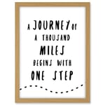 Artery8 A Journey Of A Thousand Miles Begins With One Step Inspirational Positive Motivational Gym Workout Living Room Aesthetic Artwork Framed A3 Wall Art Print