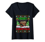 Womens Xmas Tree Lighting Ugly Musical Marimba Christmas V-Neck T-Shirt