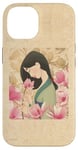 Coque pour iPhone 14 Disney Princess Classic Mulan Lotus Rose