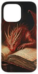 iPhone 14 Pro Max Aesthetic Gothic Red Dragon Reading Book Painting Bookish Case