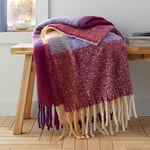 Catherine Lansfield Faux Mohair Check 130x170 cm Blanket Throw Plum