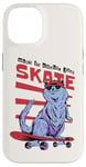 Coque pour iPhone 14 Just Skate Fun Planche de skateboard rétro Motif chat Rouge