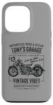 Coque pour iPhone 13 Pro Tony's Garage Design moto pour le nom Tony