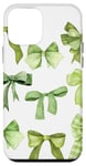 iPhone 12 mini Cute Green Bows Pattern Trendy Bows Aesthetic Green Ribbon Case