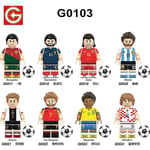 Xp013-020 G0103 0104 G0112 Fotboll Messi Beckham Monterade Byggkloss Minifigur Leksak（G0103dräkt）