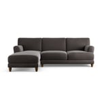 Habitat Askem Velvet Left Hand Corner Sofa- Grey - Dark Leg Slate 4 Seater