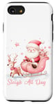 Coque pour iPhone SE (2020) / 7 / 8 Père Noël rose clair traîneau neige renne neige hiver