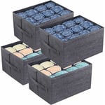 (Lot de 4) Organisateur armoire rangement tiroir vetement - 12 grilles boite de rangement pour vetements, jeans, pantalon, chandail, serviettes,