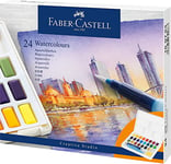 Faber-Castell 169724 - Aquarelle, 24 godets de couleur, avec palette de mélange et pinceau pour réservoir d'eau
