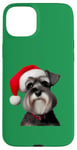 iPhone 15 Plus Miniature Schnauzer With Santa Hat Christmas Xmas Dog Owner Case