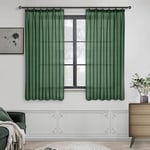 MRTREES Rideaux avec Bande Fronce Courts Transparents pour Salon 137x140 cm (HXL) Rideaux Verts Modernes, Lot de 2 pour Chambre, Filles, Cuisine, Chambre