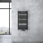 Sogood Radiateur de Salle de Bain Sèche-Serviette 100x60cm Radiateur Tubulaire Vertical Chauffage à Eau Chaude Gris-Noir