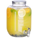 Relaxdays Distributeur de boisson 5 L, limonade, carafe verre robinet, retro vintage, fontaine boisson, transparent