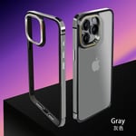 Metallram Slim Fit Ingen ryggdesign Utmärkt värmeavledning för Iphone 15 Pro Max/ Iphone 15 Pro Anti-fall Kantskydd Gray iPhone 15 Pro Max