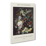 Still Life With Flowers And Fruit Vol.2 By Jan Van Huysum Exhibition Museum Painting Canvas Wall Art Print Ready to Hang, Framed Picture for Living Room Home Office Décor, 30x20 Inch (76x50 cm)