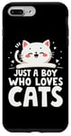 Coque pour iPhone 7 Plus/8 Plus Just a Boy Who Loves Cats Dad Kitty Fête d'anniversaire pour enfants